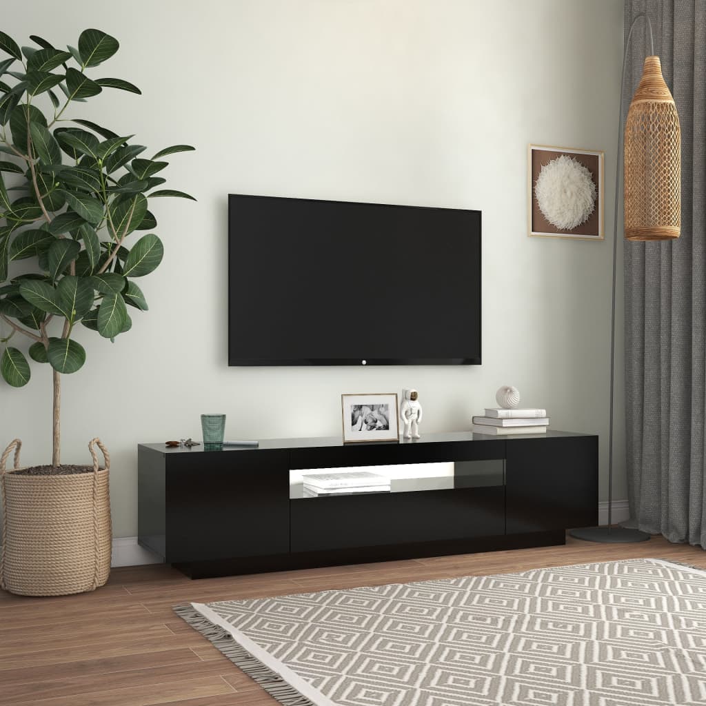 Tv-meubel met LED 160x35x40 cm bewerkt hout oud hout