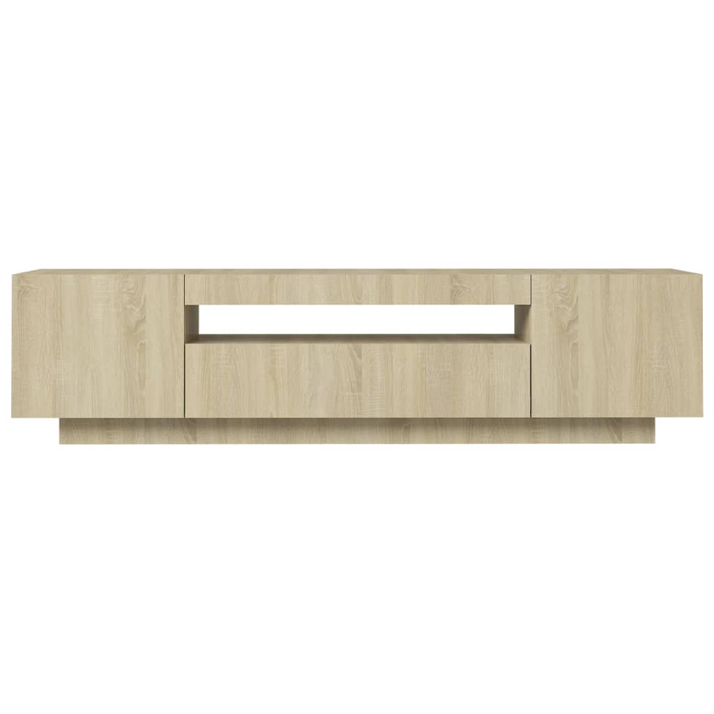 Tv-meubel met LED 160x35x40 cm bewerkt hout oud hout