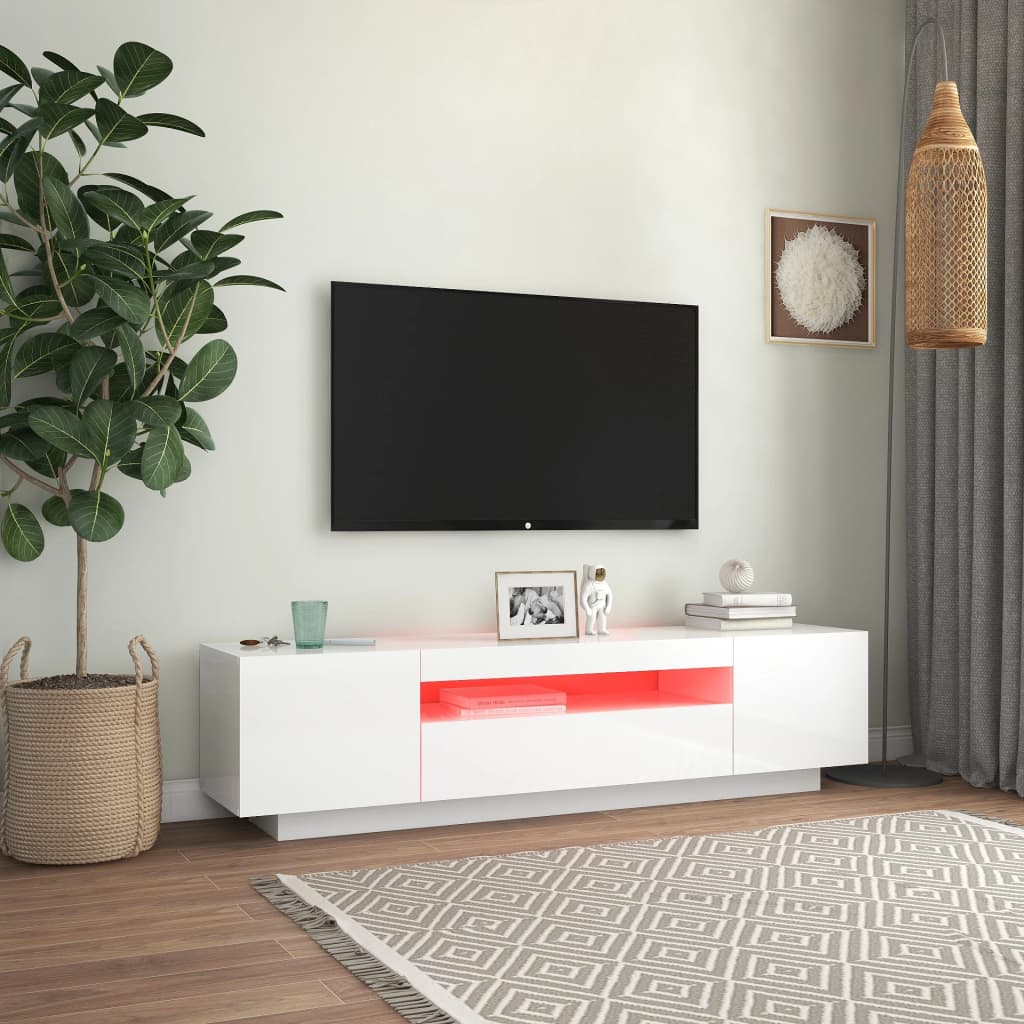 Tv-meubel met LED 160x35x40 cm bewerkt hout oud hout