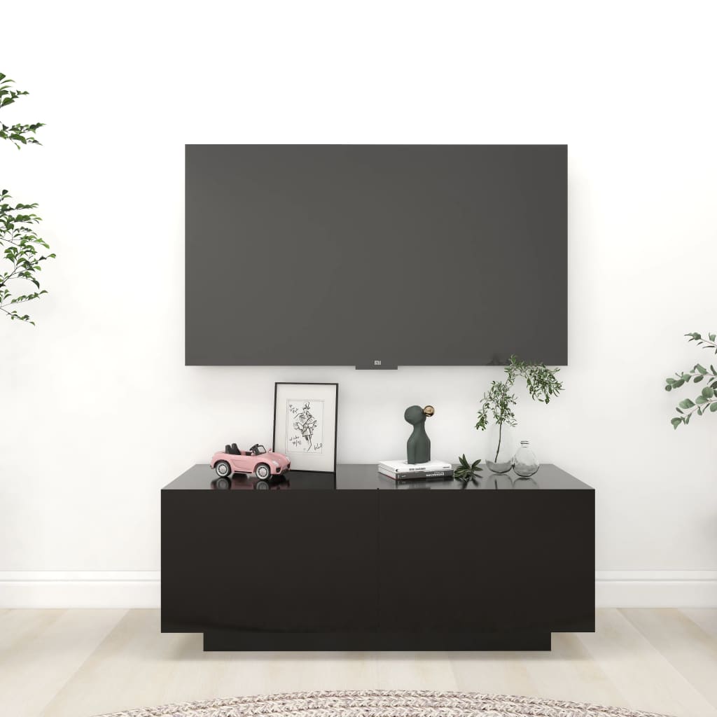 Tv-meubel met LED 100x35x40 cm bewerkt hout artisanaal eiken