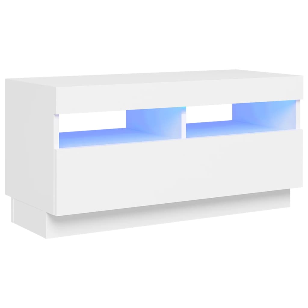 Tv-meubel met LED 80x35x40 cm bewerkt hout artisanaal eiken