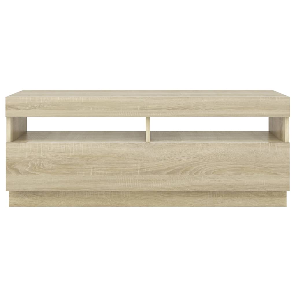 Tv-meubel met LED 80x35x40 cm bewerkt hout artisanaal eiken