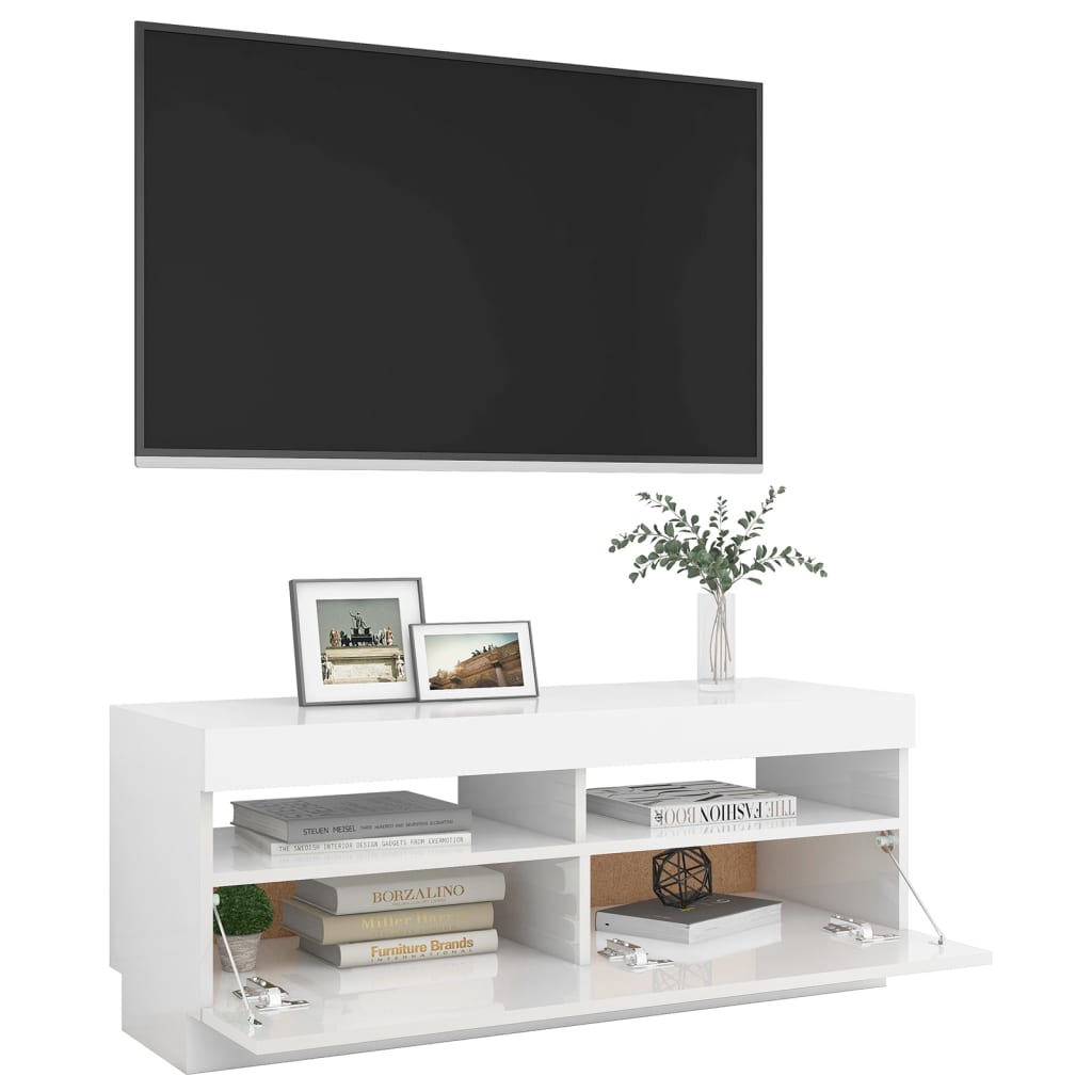 Tv-meubel met LED 80x35x40 cm bewerkt hout artisanaal eiken