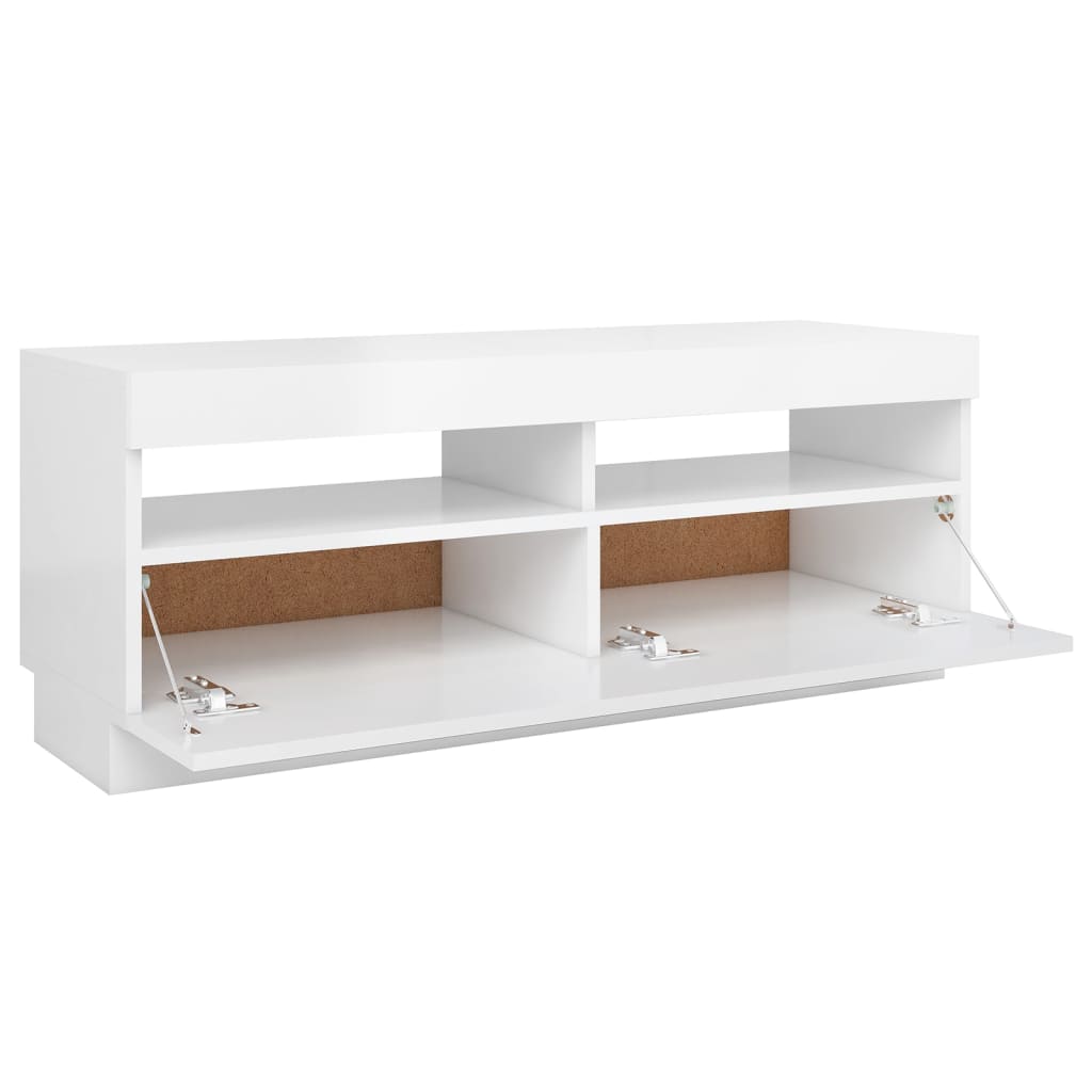 Tv-meubel met LED 80x35x40 cm bewerkt hout artisanaal eiken