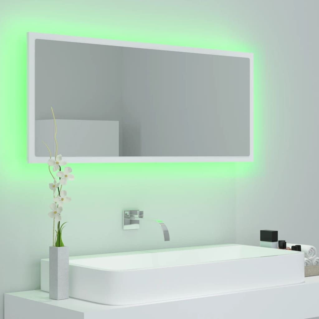 Badkamerspiegel LED 100x8,5x37 cm acryl eikenkleurig