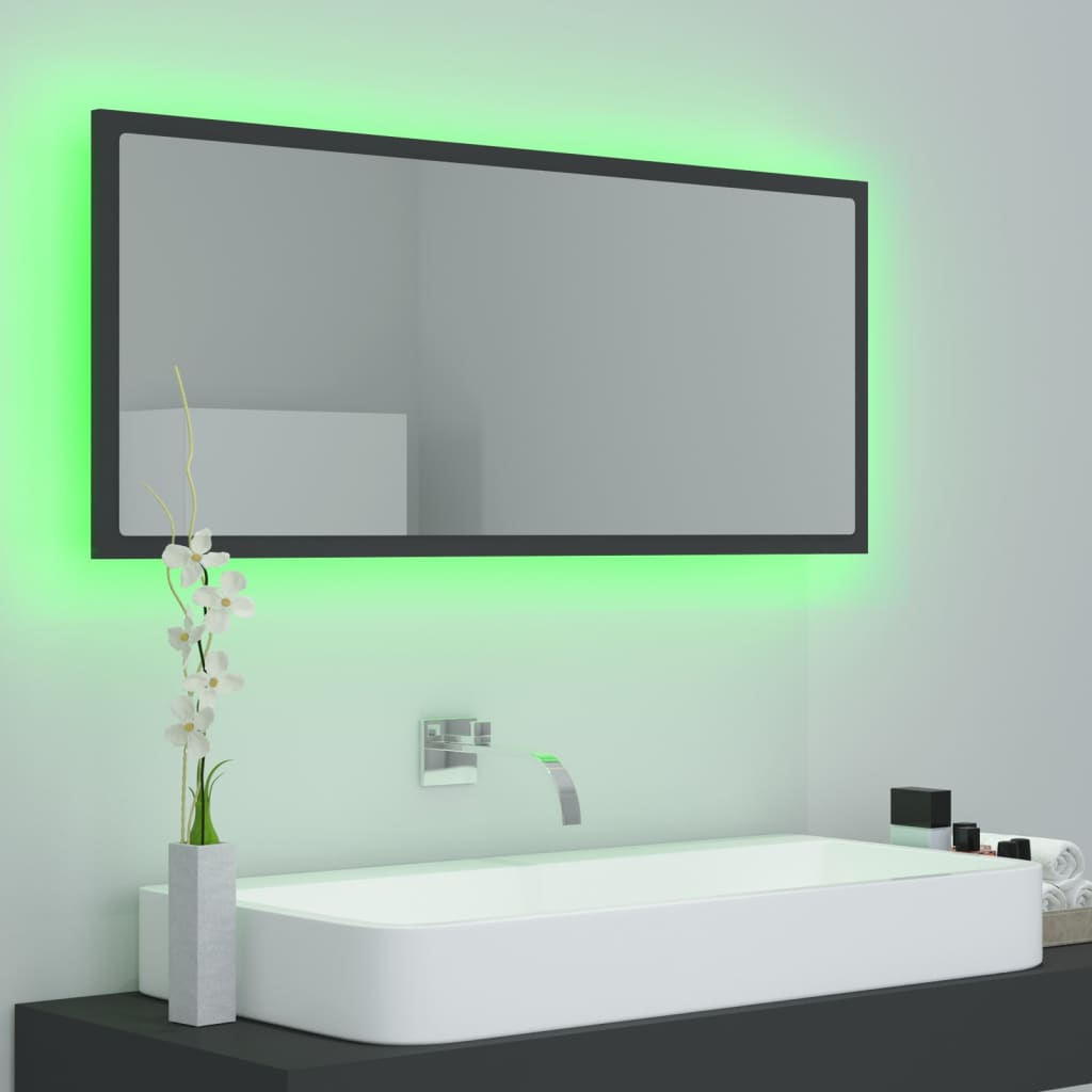 Badkamerspiegel LED 100x8,5x37 cm acryl eikenkleurig