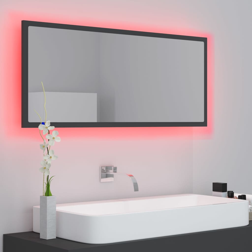 Badkamerspiegel LED 100x8,5x37 cm acryl eikenkleurig