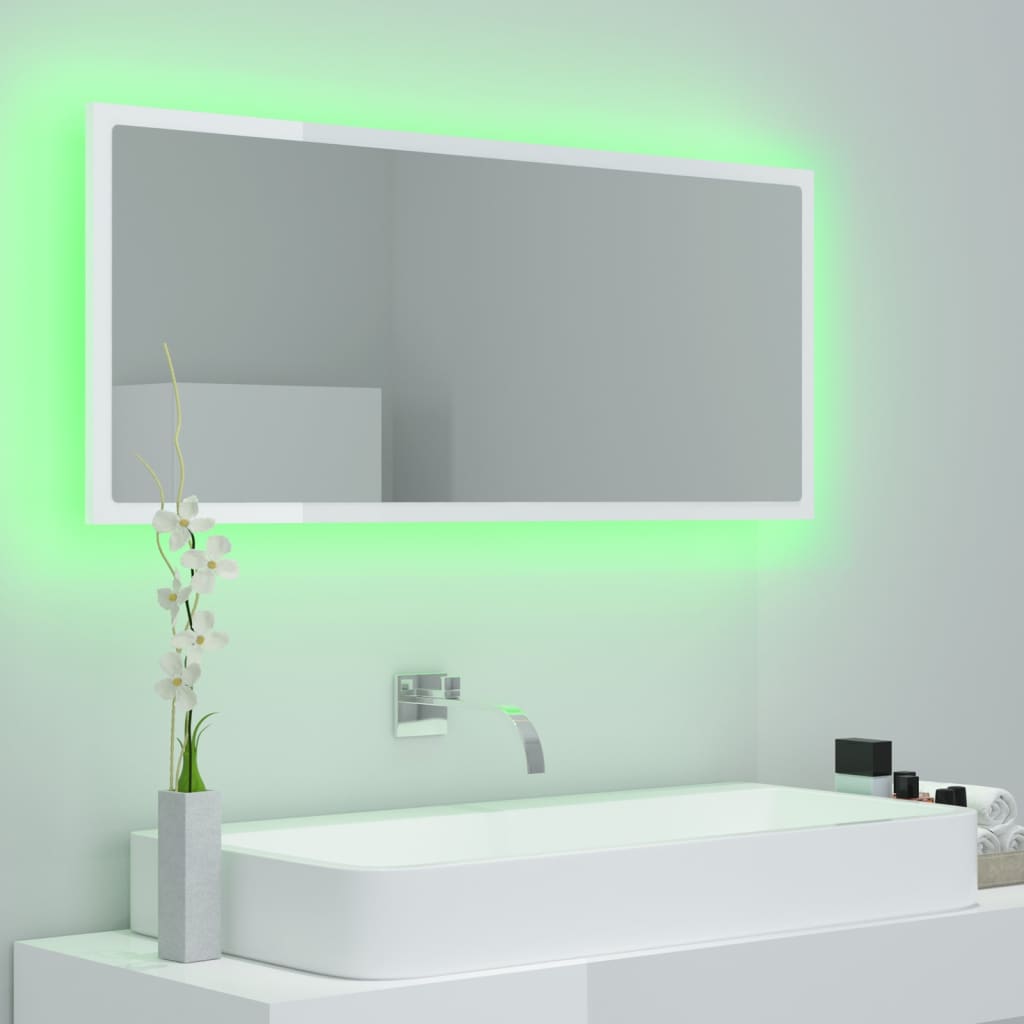 Badkamerspiegel LED 100x8,5x37 cm acryl eikenkleurig