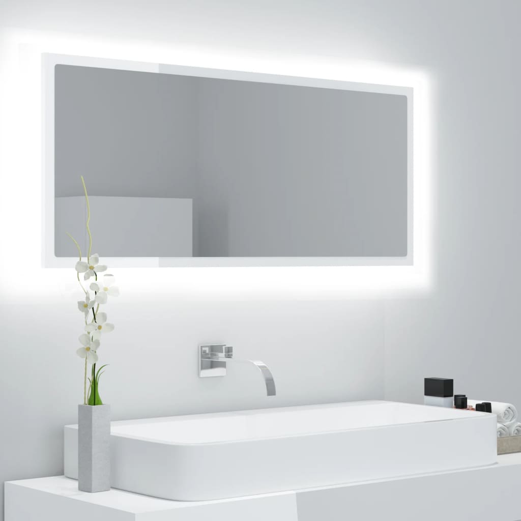 Badkamerspiegel LED 100x8,5x37 cm acryl eikenkleurig