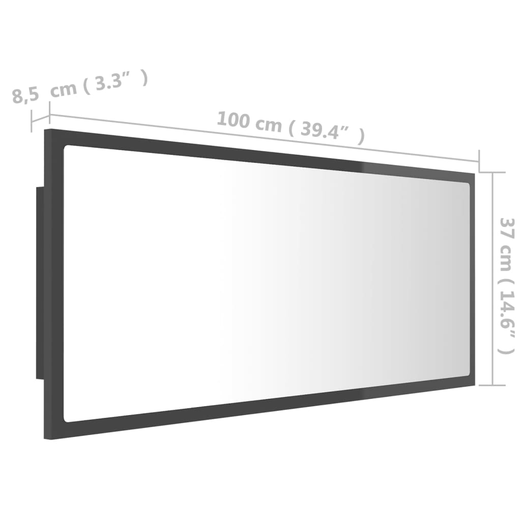 Badkamerspiegel LED 100x8,5x37 cm acryl eikenkleurig