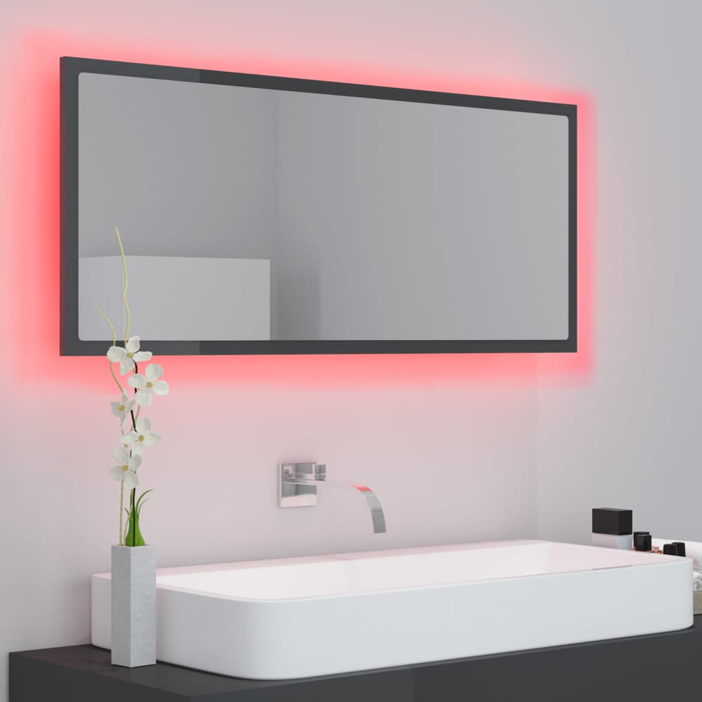 Badkamerspiegel LED 100x8,5x37 cm acryl eikenkleurig