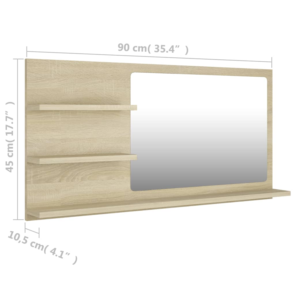 Badkamerspiegel 90x10,5x45 cm bewerkt hout