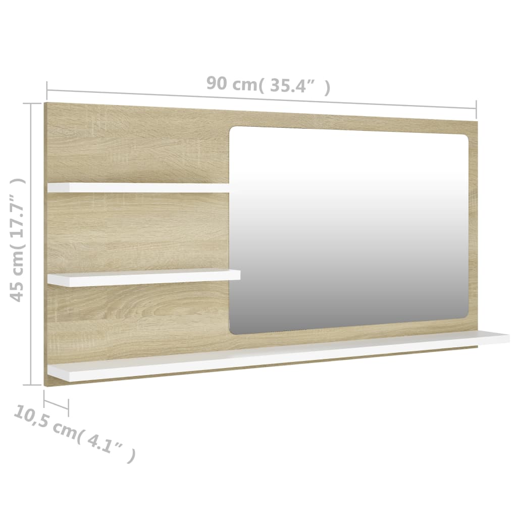 Badkamerspiegel 90x10,5x45 cm bewerkt hout