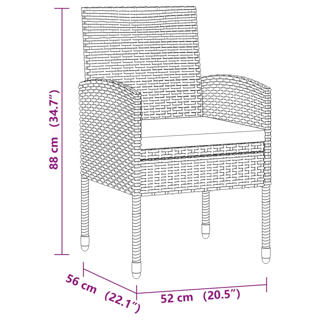 9-delige Tuinset poly rattan antracietkleurig grijs