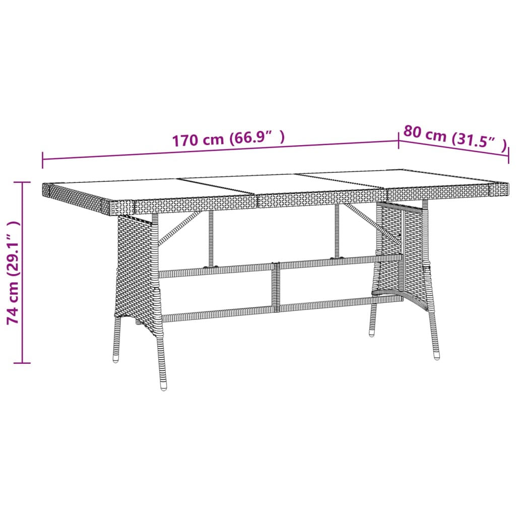 9-delige Tuinset poly rattan antracietkleurig grijs