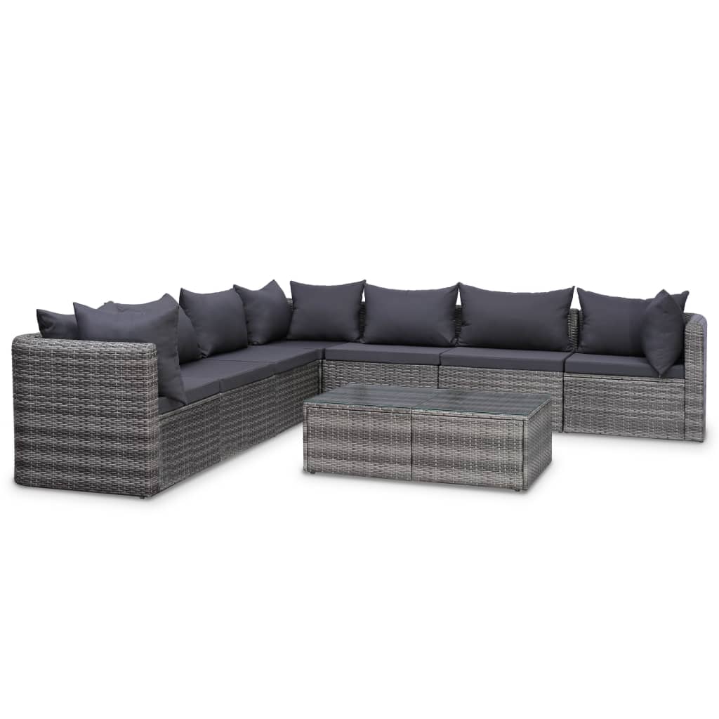 10-delige Loungeset met kussens poly rattan