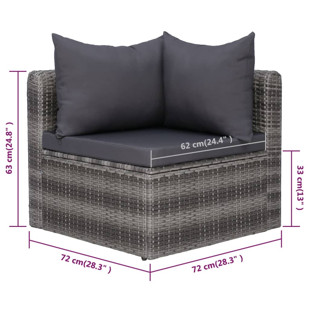 10-delige Loungeset met kussens poly rattan