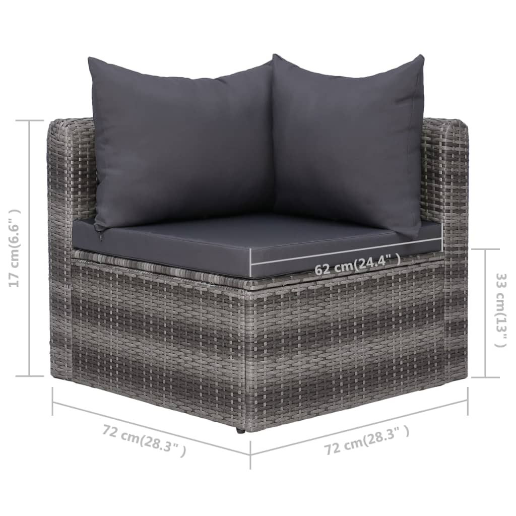 10-delige Loungeset met kussens poly rattan