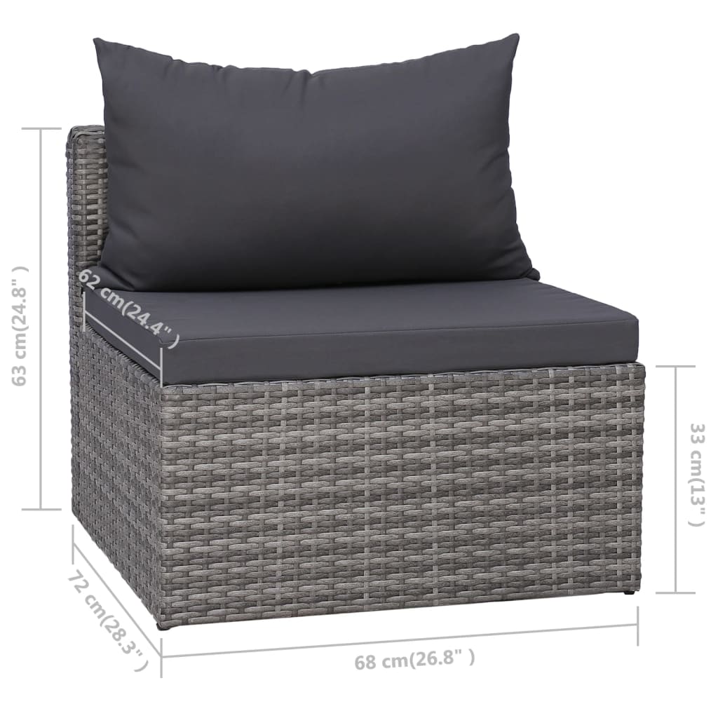 10-delige Loungeset met kussens poly rattan