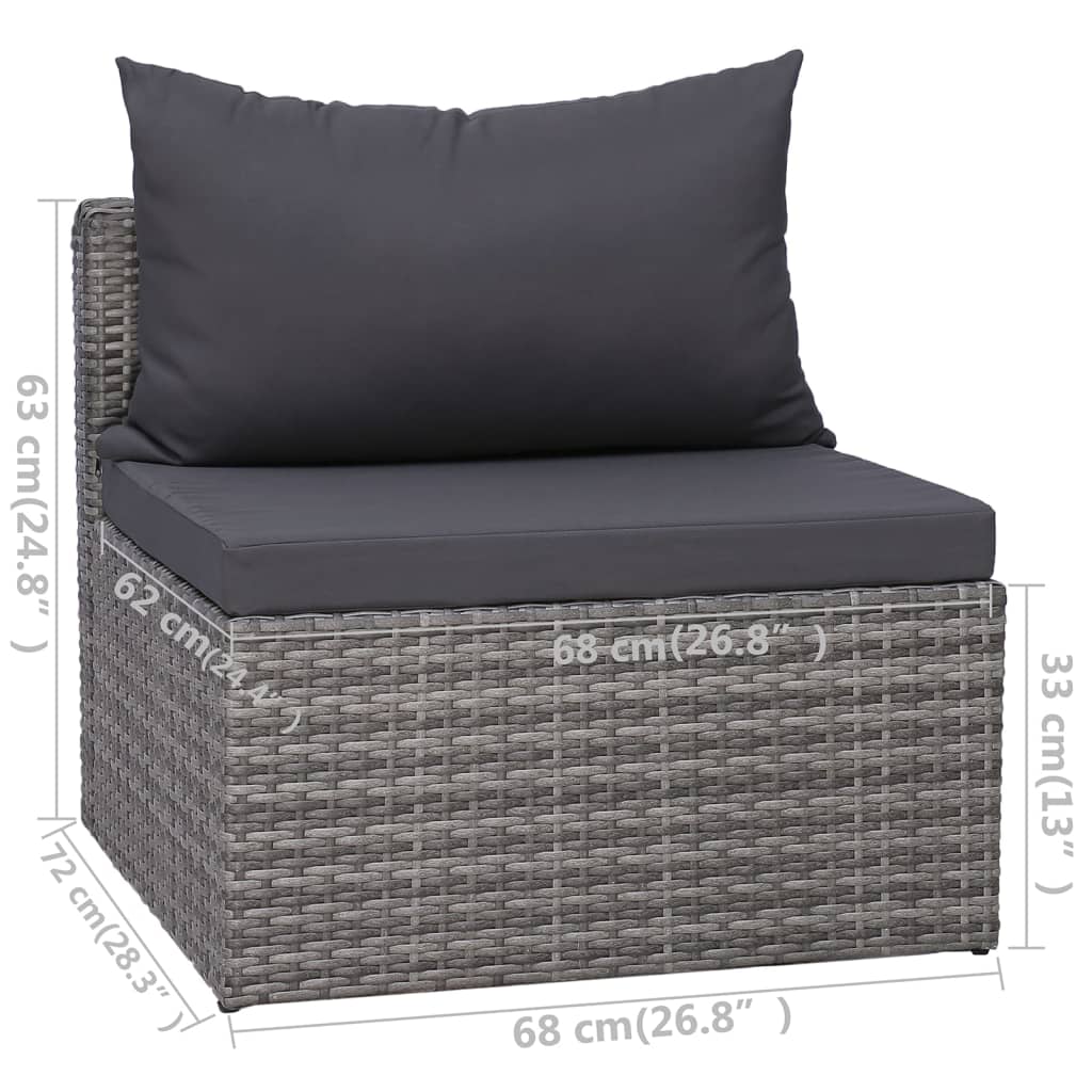 10-delige Loungeset met kussens poly rattan