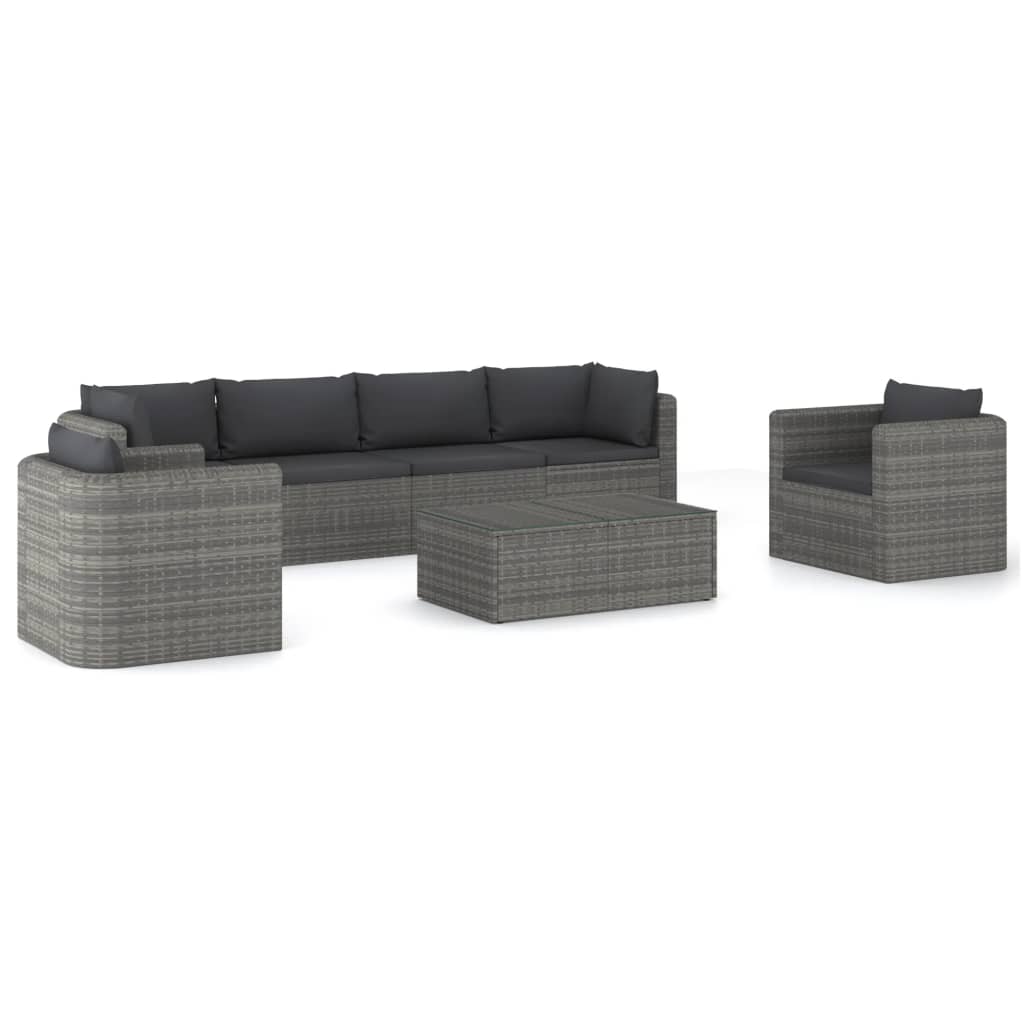 10-delige Loungeset met kussens poly rattan