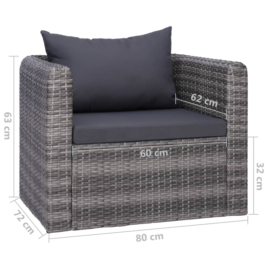 10-delige Loungeset met kussens poly rattan