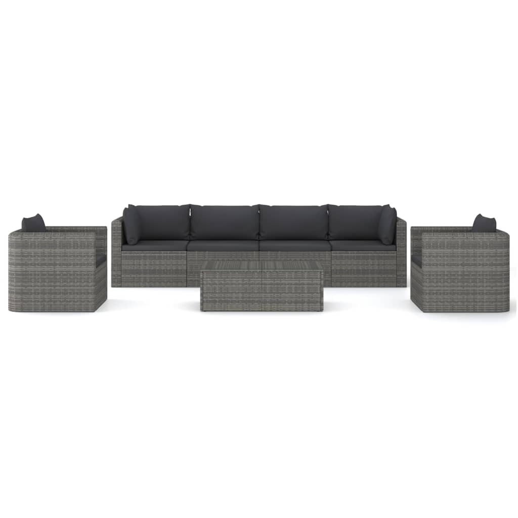 10-delige Loungeset met kussens poly rattan