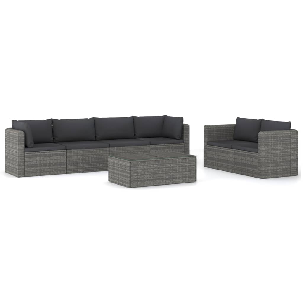 10-delige Loungeset met kussens poly rattan