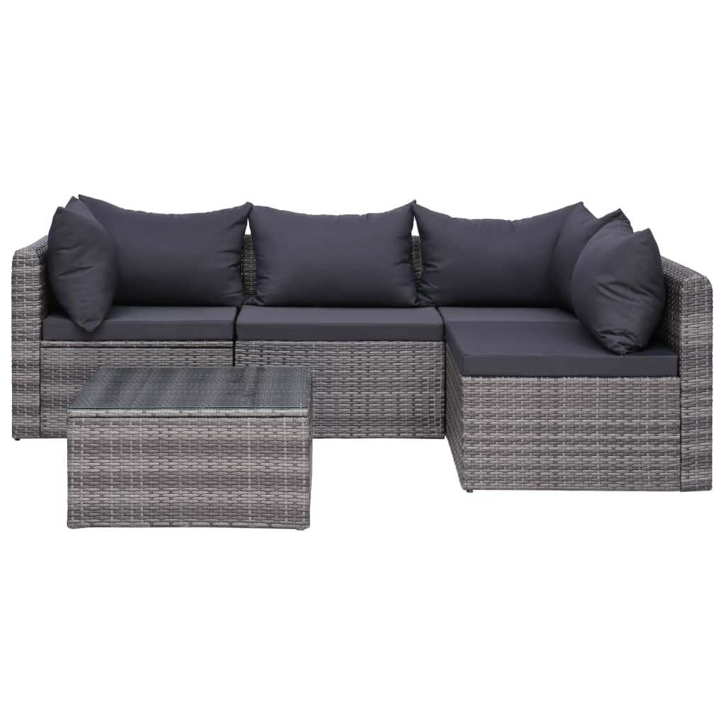 10-delige Loungeset met kussens poly rattan