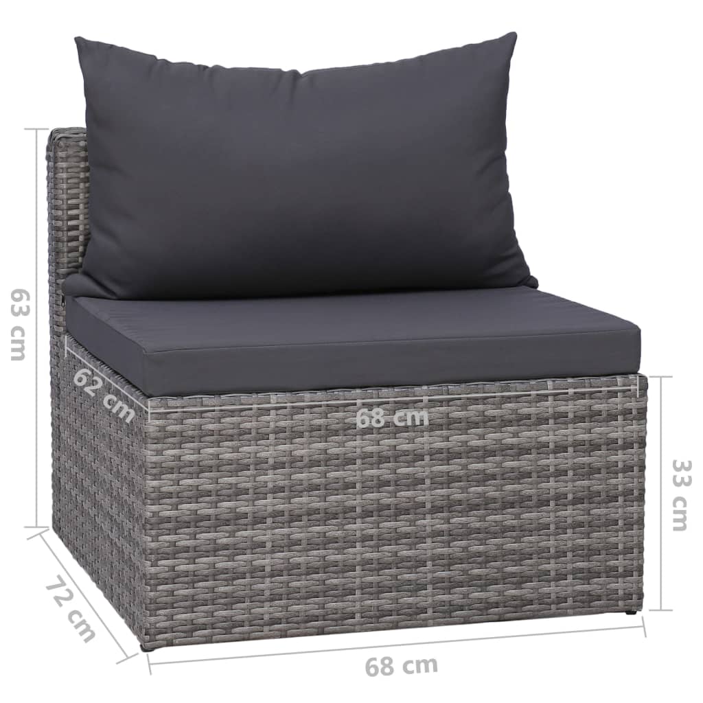 10-delige Loungeset met kussens poly rattan