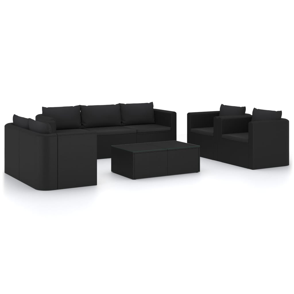 10-delige Loungeset met kussens poly rattan