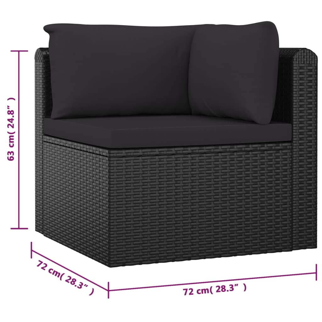 10-delige Loungeset met kussens poly rattan