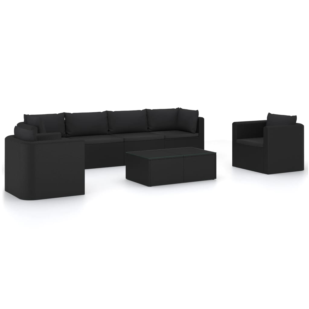 10-delige Loungeset met kussens poly rattan