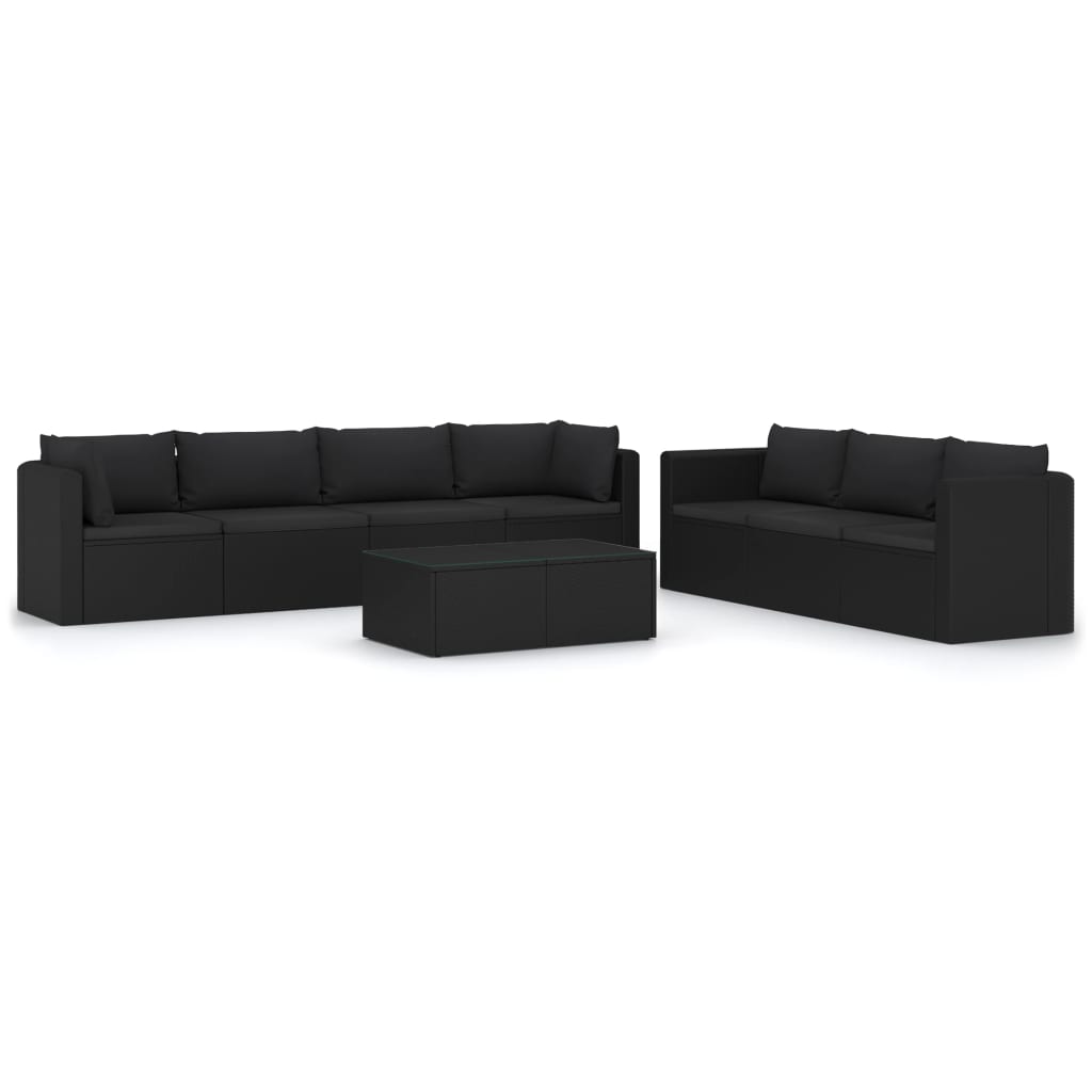 10-delige Loungeset met kussens poly rattan