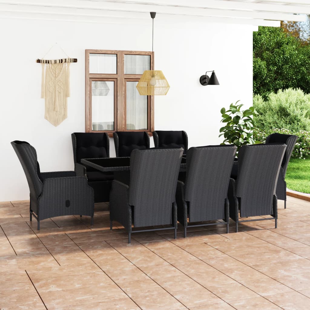 9-delige Tuinset met kussens poly rattan