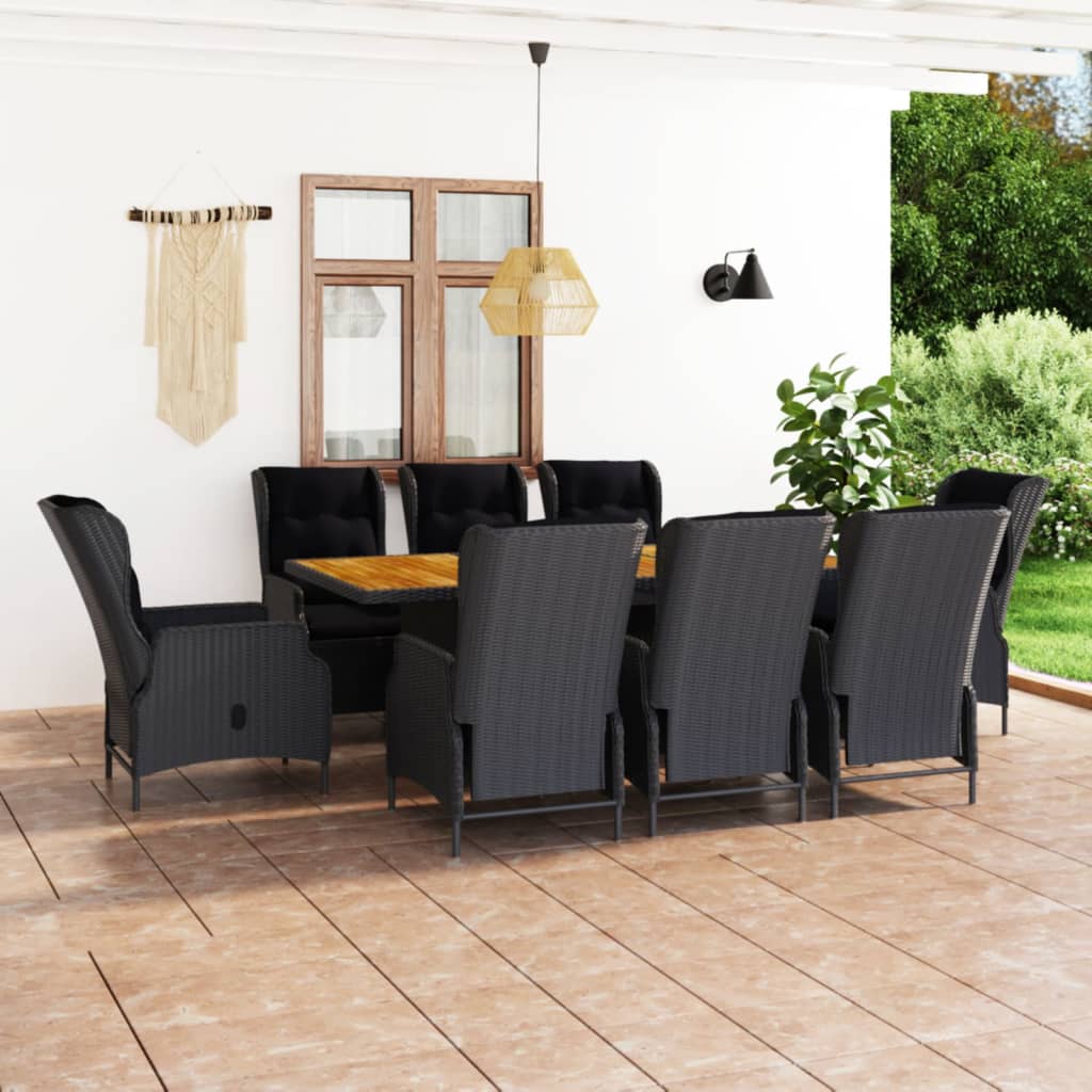 9-delige Tuinset met kussens poly rattan