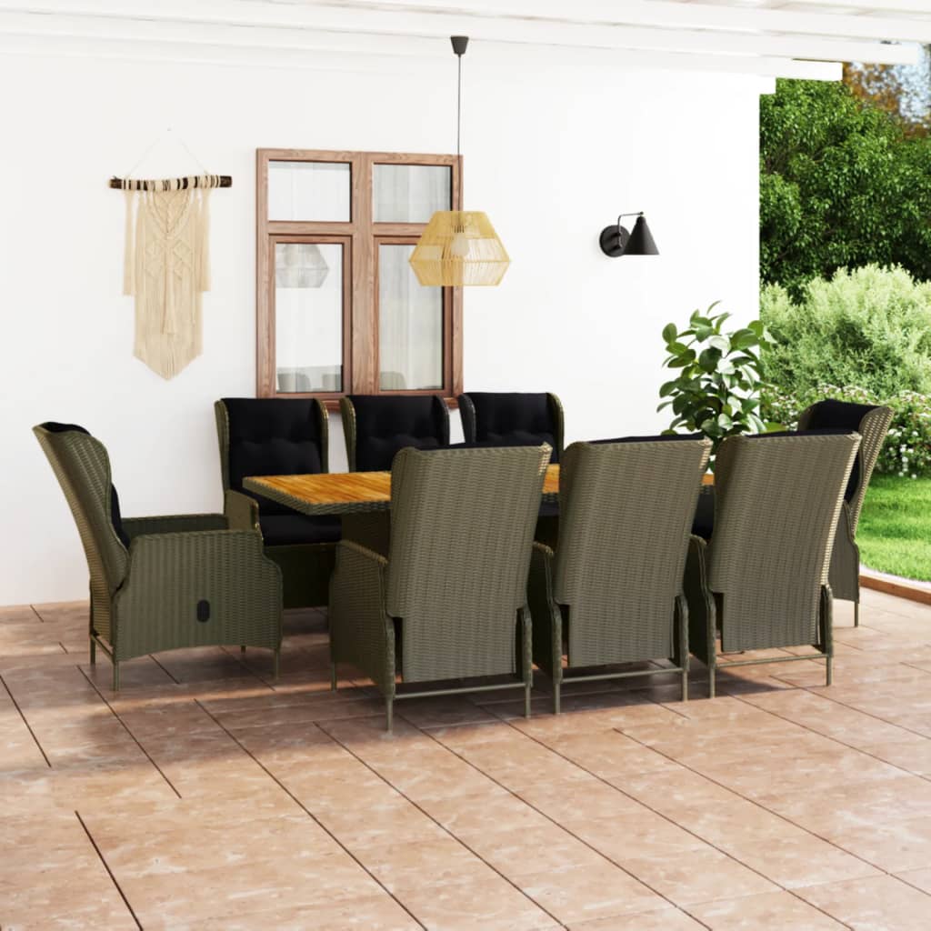 9-delige Tuinset met kussens poly rattan