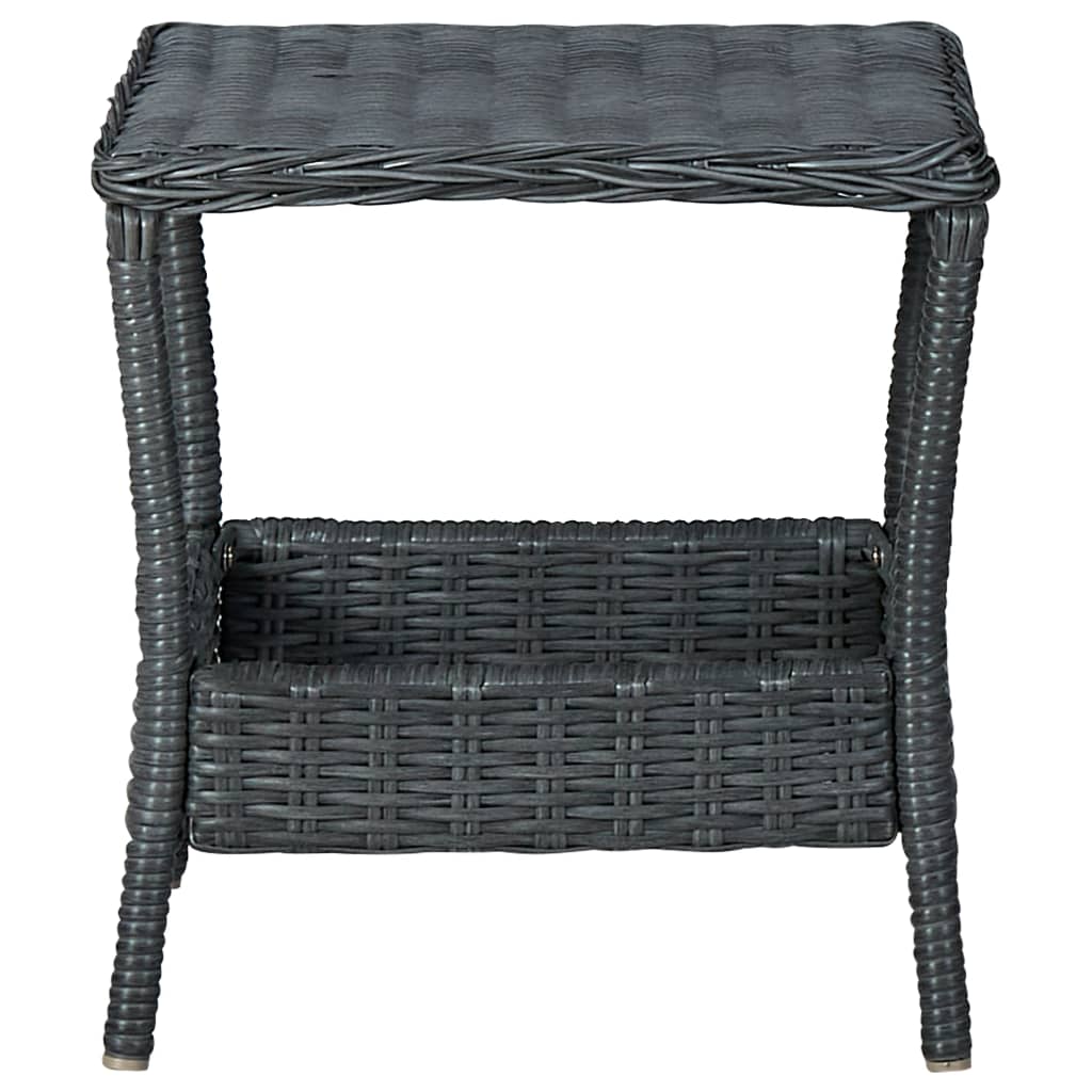 2-delige Loungeset met kussens poly rattan donkergrijs