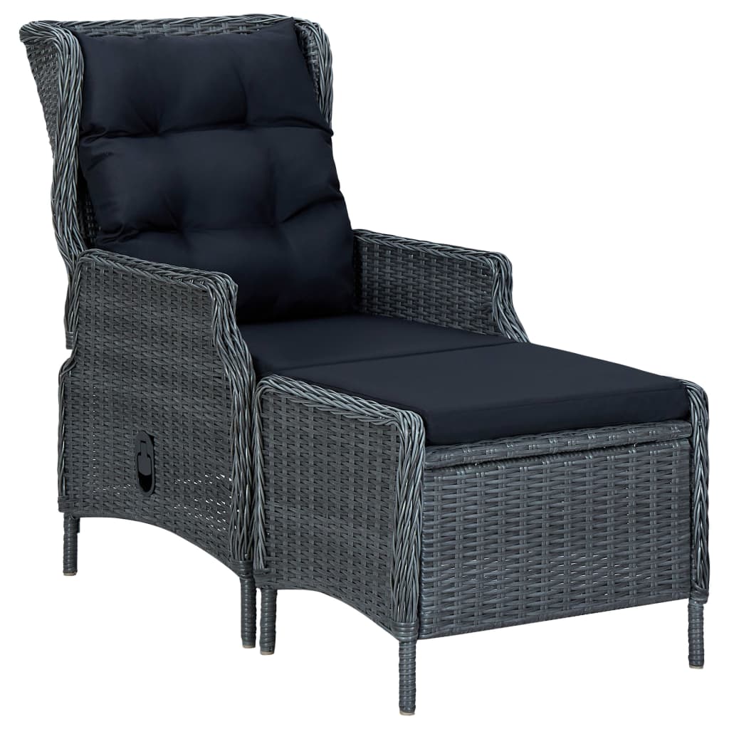 2-delige Loungeset met kussens poly rattan donkergrijs