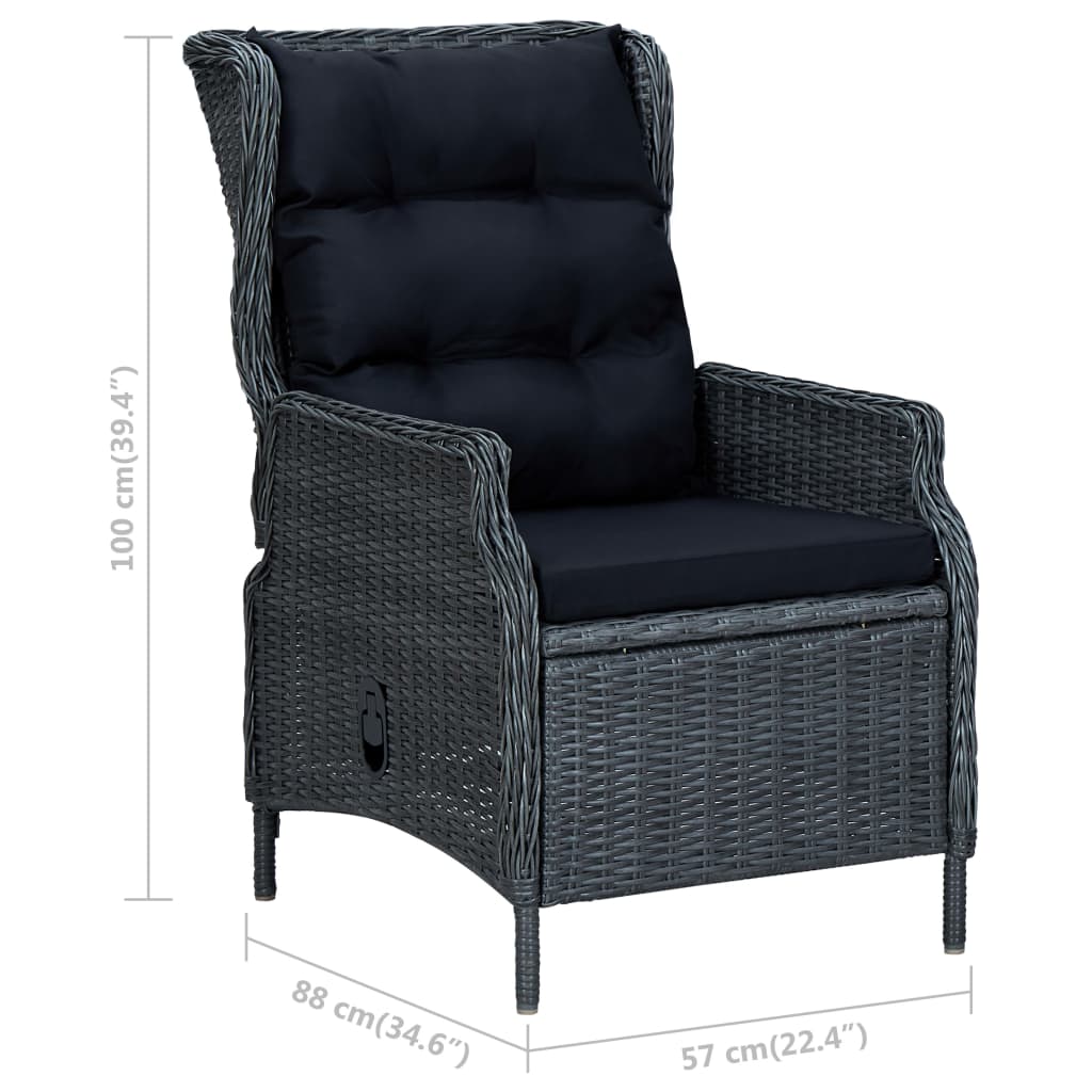 2-delige Loungeset met kussens poly rattan donkergrijs