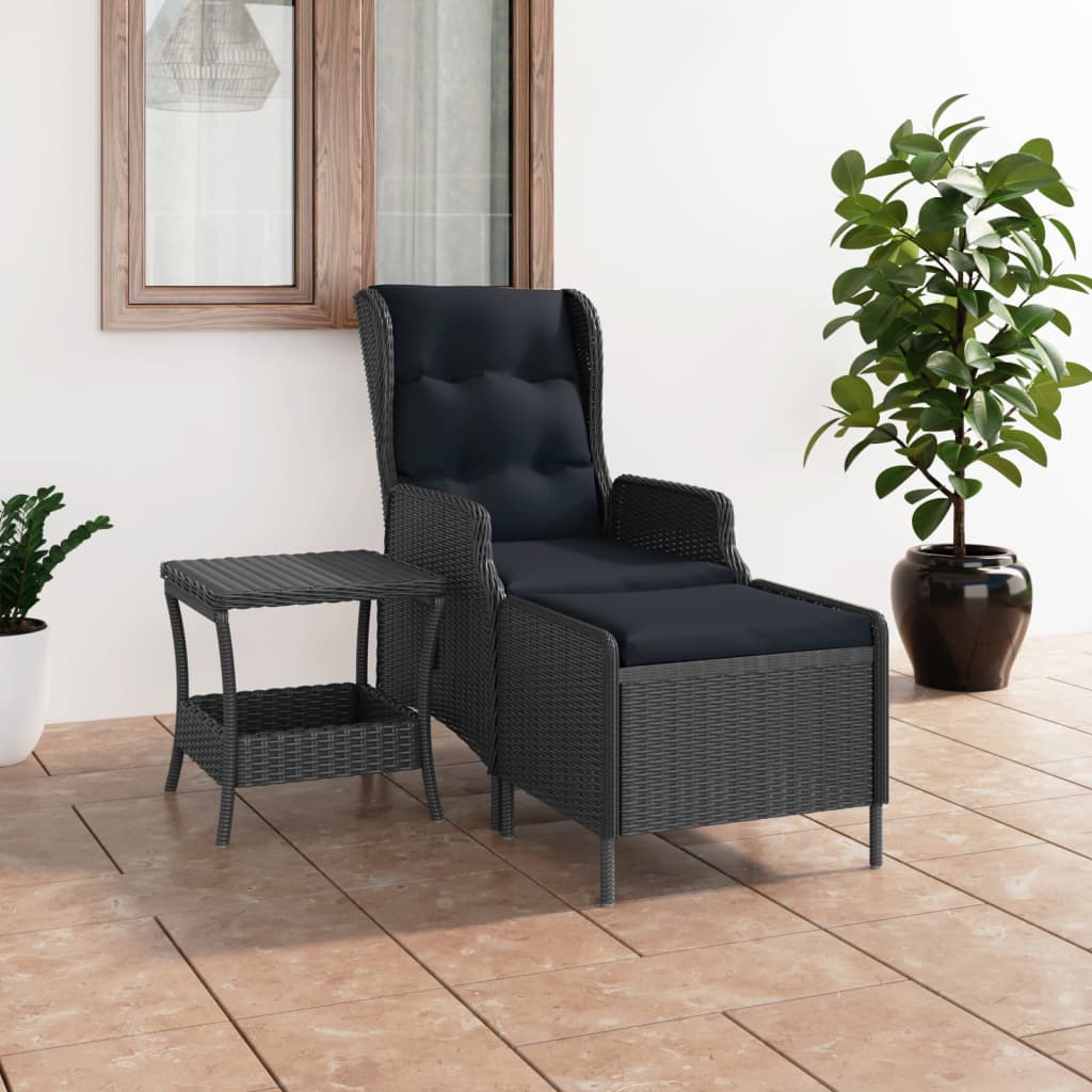 2-delige Loungeset met kussens poly rattan donkergrijs