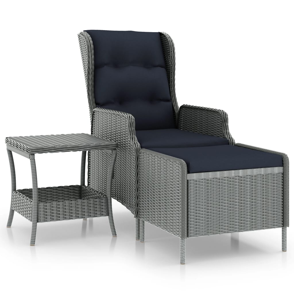 2-delige Loungeset met kussens poly rattan donkergrijs