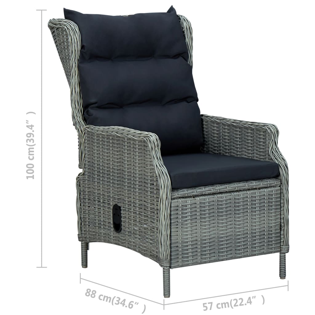 2-delige Loungeset met kussens poly rattan donkergrijs