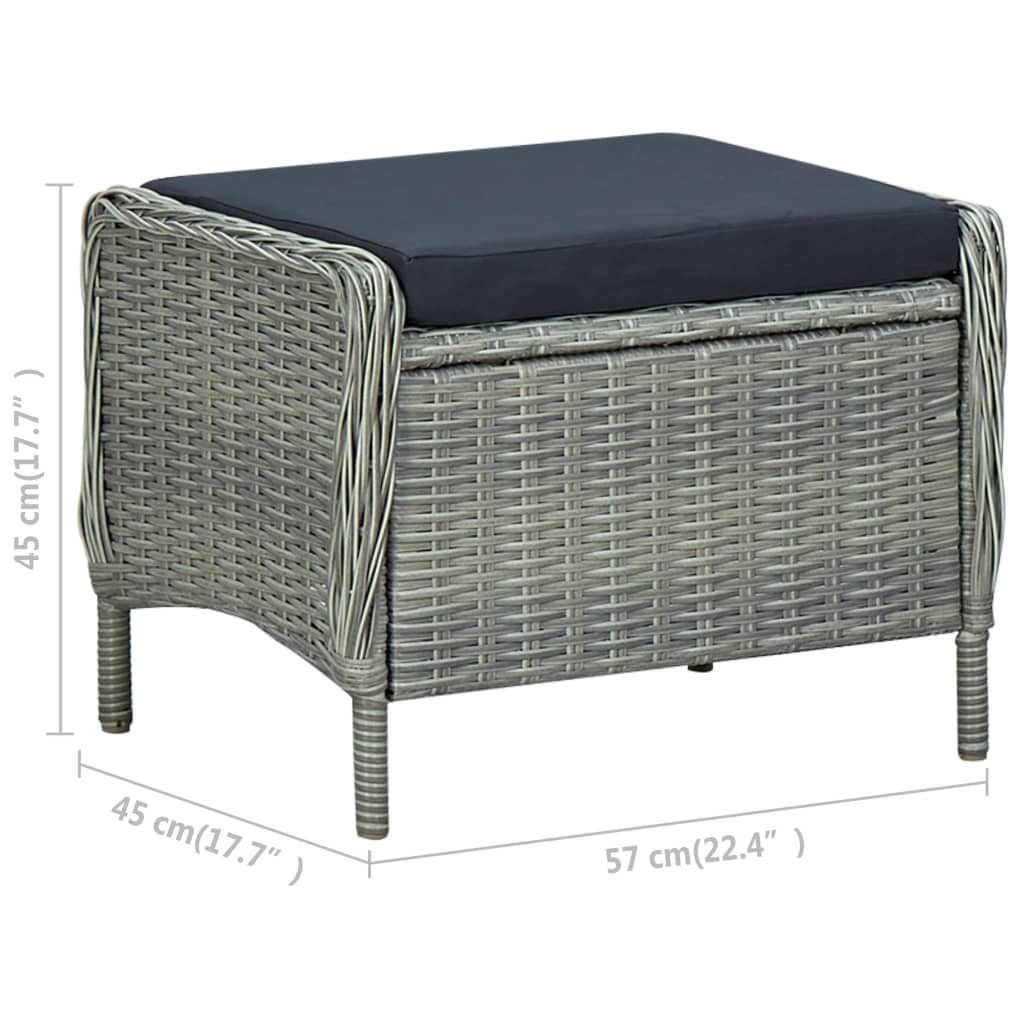 2-delige Loungeset met kussens poly rattan donkergrijs