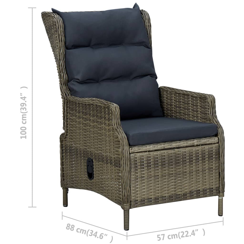 2-delige Loungeset met kussens poly rattan donkergrijs