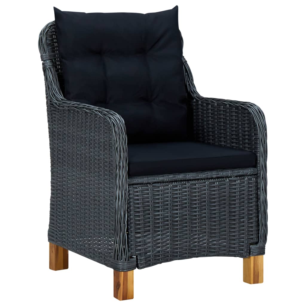 3-delige Loungeset met kussens poly rattan