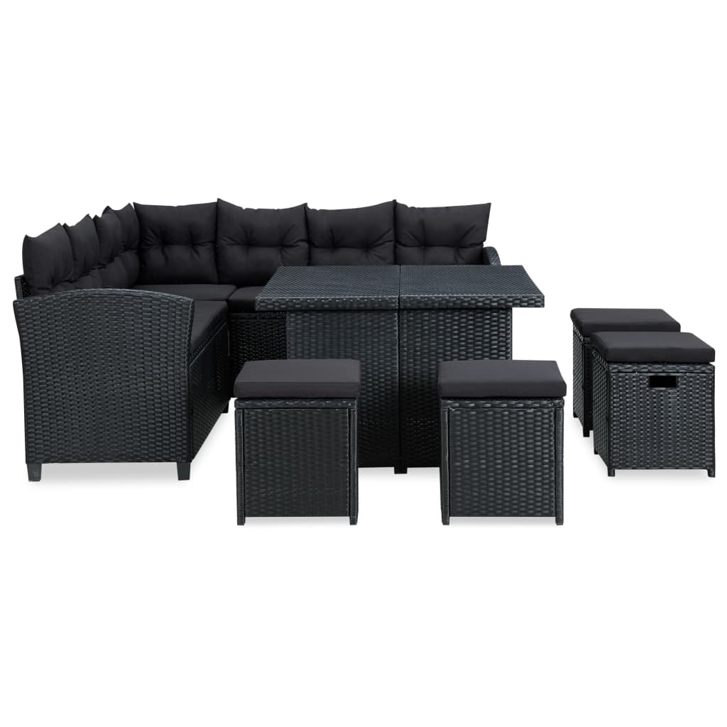 6-delige Loungeset met kussens poly rattan