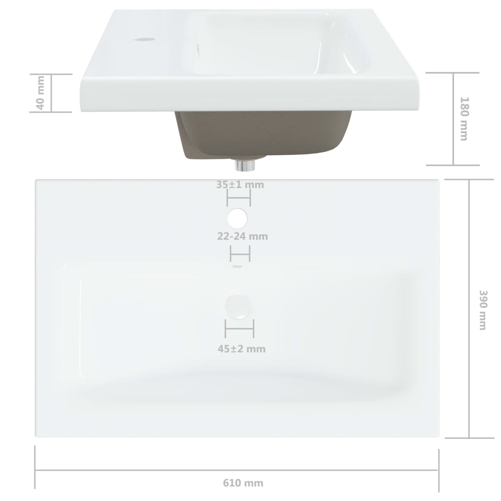 Inbouwwastafel met kraan 61x39x18 cm keramiek wit