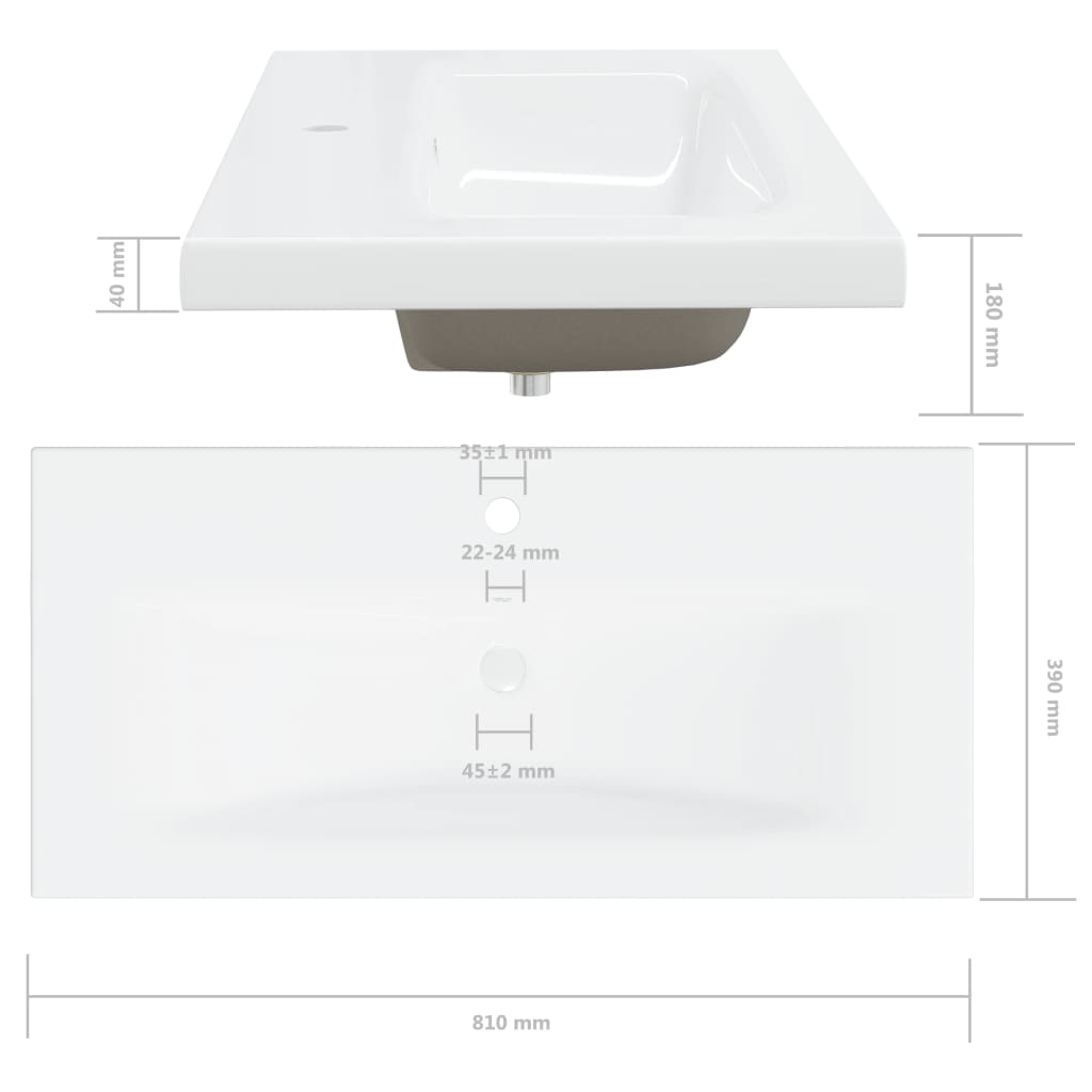 Inbouwwastafel met kraan 61x39x18 cm keramiek wit