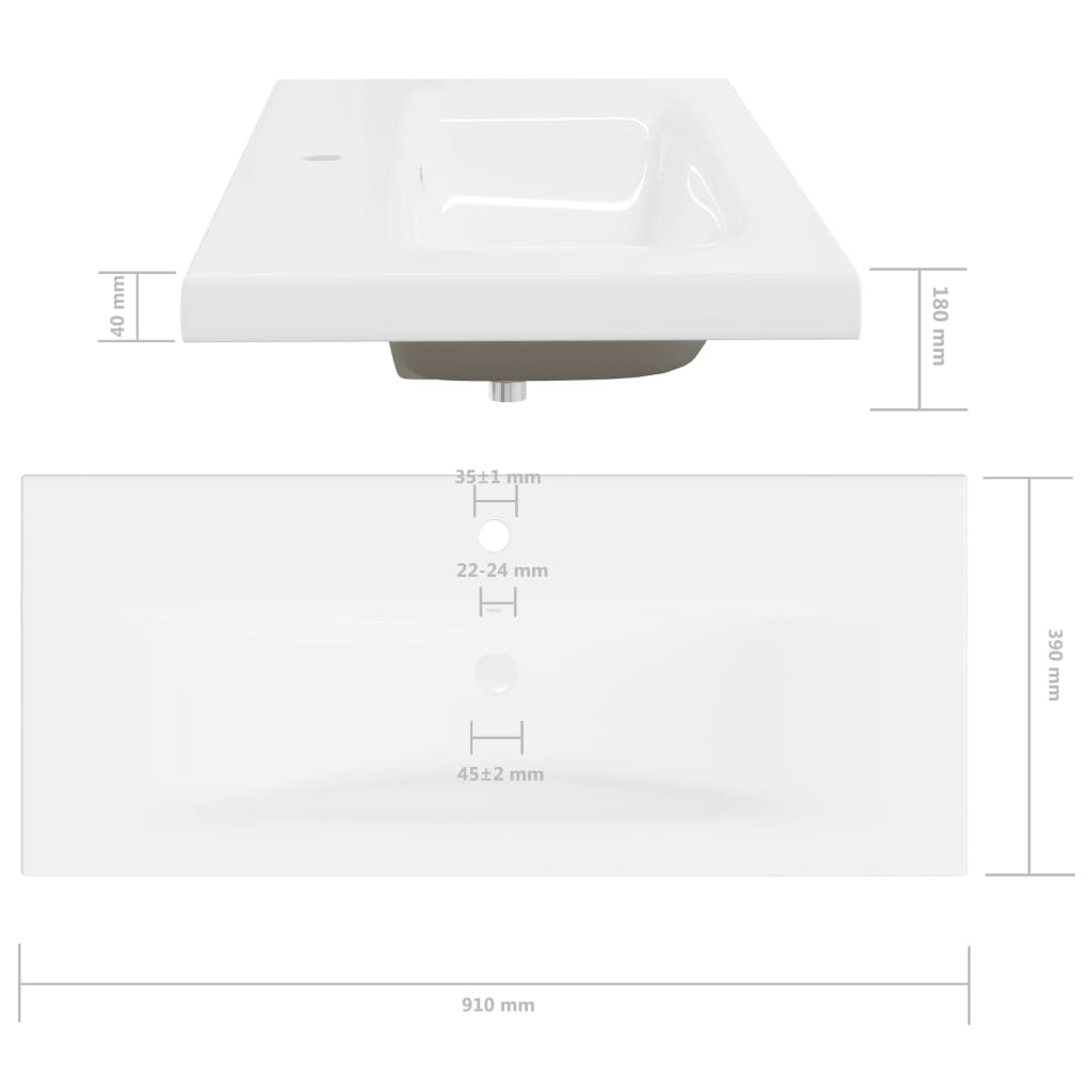 Inbouwwastafel met kraan 61x39x18 cm keramiek wit